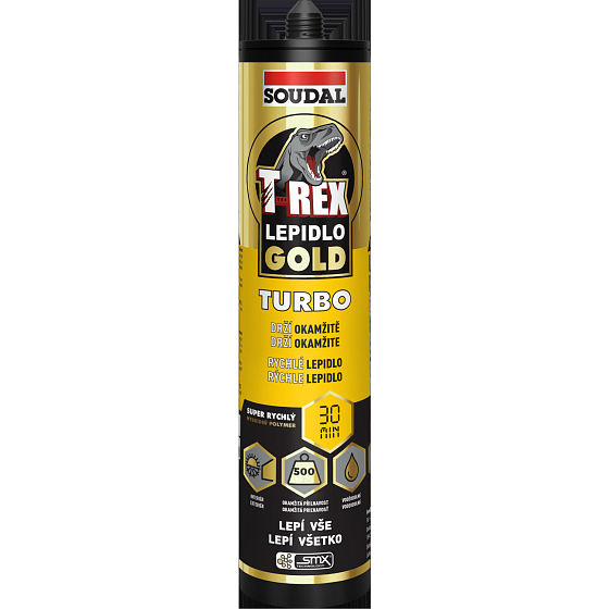 Soudal T-Rex Gold Turbo rýchletuhnúce montážne lepidlo, 290 ml
