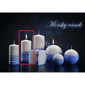 Lima Aromatická špirála Morský vánok sviečka bielo - modrá valec 60 x 120 mm 1 kus