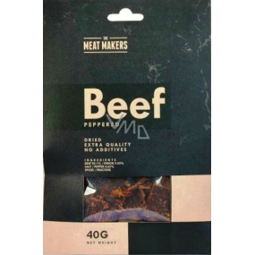 Meat Makers Beef Jerky peppered tenké plátky z hovädzieho stehna konzervované sušením 40 g