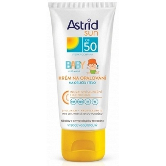 Astrid Sun Baby OF50 krém na opaľovanie na tvár a telo 75 ml