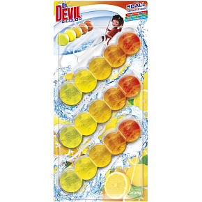 Dr. Devil WC Bicolor 5ball lemon fresh závesný WC blok, 3× 35 g