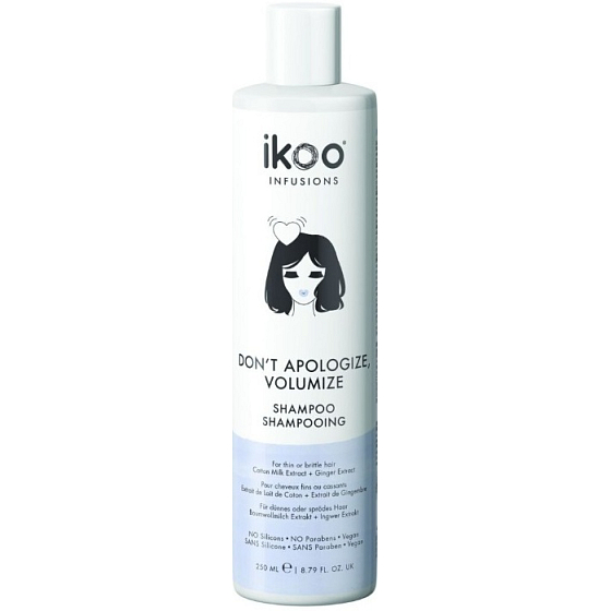 Ikoo not Apologize Volumize šampón pre jemné vlasy a rozštiepené končeky vlasov, pre zväčšenie objemu vlasov 250 ml