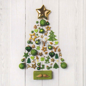 Nekupto Vianočné kartičky na darčeky Stromček so zlatými a zelenými ozdobami 6,5 x 6,5 cm 6 kusov