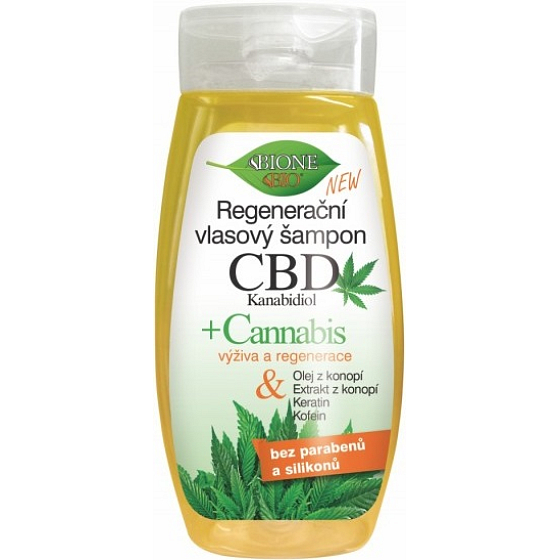 Bione Cosmetics CBD Cannabidiol regeneračný šampón pre všetky typy vlasov 260 ml