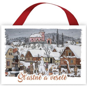 Nekupto Drevený nápis Josef Lada Zasnežená dedina 10 x 7 x 0,5 cm