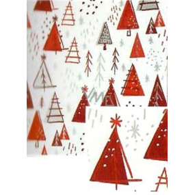 Nekupto Vianočný baliaci papier na darčeky 70 x 500 cm Biely, červené stromčeky