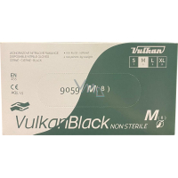 VulkanBlack čierne jednorazové bezprašné nitrilové rukavice, veľkosť M, 100 ks