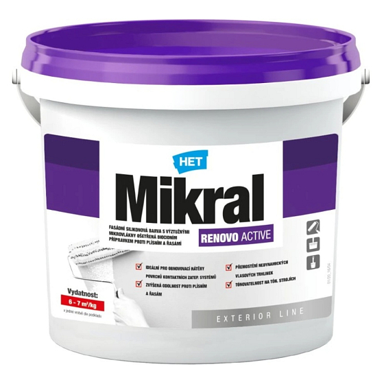 Het Mikral Renovo Active silikonová fasádna farba, biela 7 kg