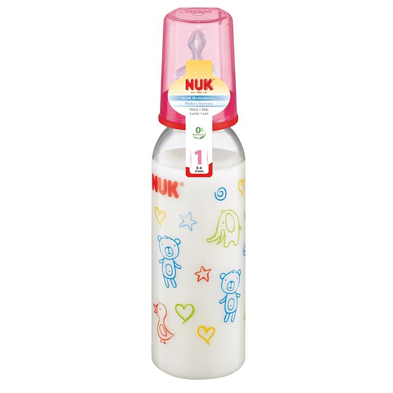 Nuk Fľaša plastová dojčiace silikón cumlík 0-6 mesiacov veľ. 1 rôzne farby 240 ml