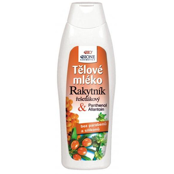 Bione Cosmetics Rakytník rešetliakový & Panthenol Allantoin výživné telové mlieko pre všetky typy pokožky 500 ml