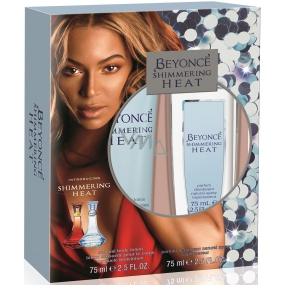 Beyoncé Shimmering Heat parfumovaný dezodorant sklo pre ženy 75 ml + telové mlieko 75 ml, kozmetická sada