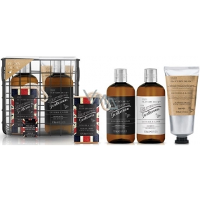 Baylis & Harding Men Zázvor a Limetka šampón na vlasy 300 ml + balzam po holení 200 ml + sprchový gél 300 ml + mydlo na šnúrke 200 g + drôtený košík, kozmetická sada pre mužov