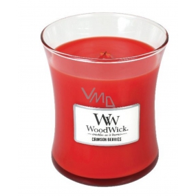 WoodWick Crimson Berries vonná sviečka s dreveným knôtom a viečkom sklenená stredná 275 g