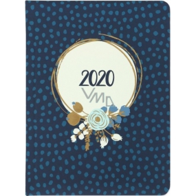 Albi Diár 2020 týždenný Modrá kvetina 17 x 12,5 x 1,2 cm