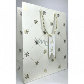 Epee Darčeková papierová taška 26,5 x 32,5 x 12,7 cm Vianočný Zlaté vločky 002 LUX veľká