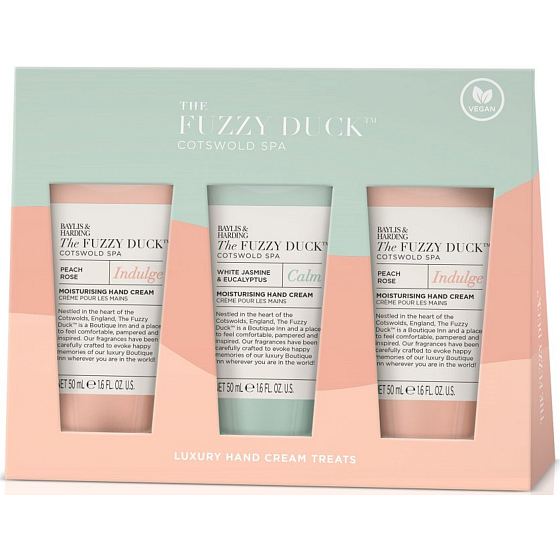 Baylis & Harding Cotswold Spa Jasmín a eukalyptus, broskyňa a ruža, krém na ruky 3 x 50 ml, kozmetická sada pre ženy