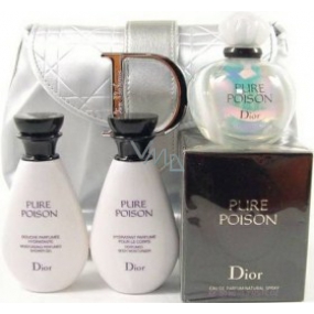 Christian Dior pure Poison toaletná voda pre ženy 50 ml + telové mlieko 50 ml + sprchový gél 50 ml + kabelka, darčeková sada
