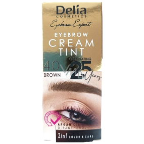 Delia Cosmetics Color Cream farbiace krém na obočie s arganovým olejom 4.0 Brown 15 ml + 15 ml