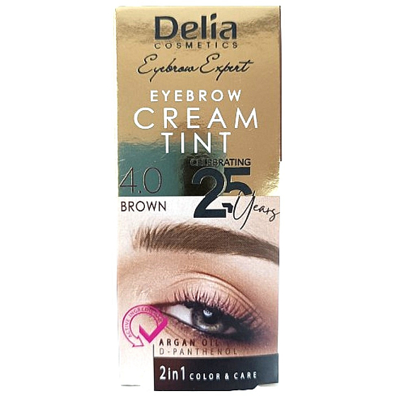 Delia Cosmetics Color Cream farbiaci krém na obočie s arganovým olejom 4.0 Brown 15 ml + 15 ml