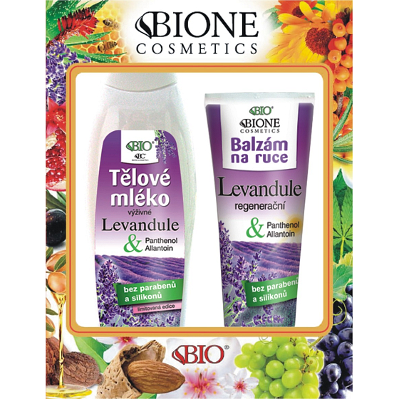 Bion Cosmetics Levanduľa výživné telové mlieko 500 ml + regeneračný balzam na ruky 200 ml, kozmetická sada