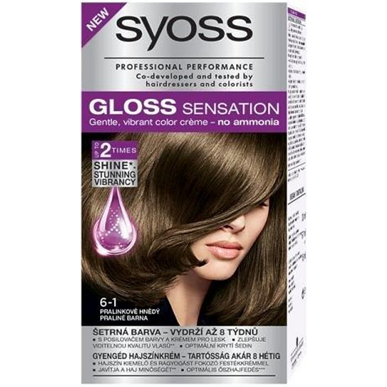 Syoss Gloss Sensation Šetrná farba na vlasy bez amoniaku 6-1 pralinkový hnedý 115 ml