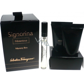 Salvatore Ferragamo Signorina Misterioso parfumovaná voda 5 ml + telové mlieko 30 ml + sprchový gél 30 ml, darčeková sada