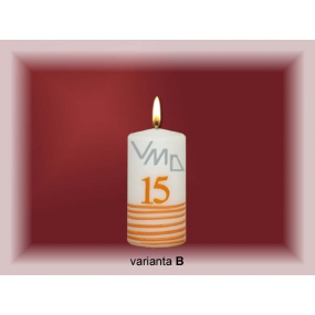Lima Jubilejný 15 rokov sviečka biela zdobená 50 x 100 mm 1 kus