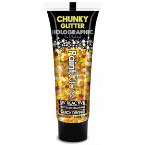 Diva & Nice Zavalitý Glitter Holographic UV ozdobný gél na telo a tvár 24 karat - zlatá 13 ml