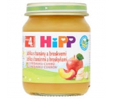 HiPP Ovocie Bio Jablká s banánmi a broskyňami ovocný príkrm, znížený obsah laktózy a bez pridaného cukru pre deti 125 g