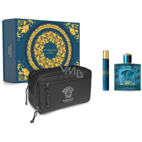 Versace Eros pour Homme toaletná voda 100 ml + toaletná voda 10 ml + kozmetická taška, darčeková súprava pre mužov