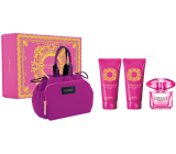 Versace Bright Crystal Absolu parfumovaná voda 90 ml + telové mlieko 100 ml + sprchový gél 100 ml + kabelka, darčeková sada pre ženy