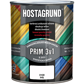 Hostagrund Prim 3v1 S2177 základná i vrchná farba na kov, 0100 biela, 600 ml