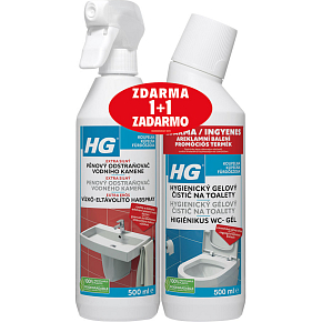 HG penový čistič vodného kameňa, 500 ml + HG hygienický gél na toalety 500 ml zadarmo