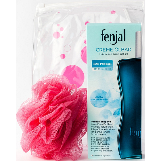 Fenjal Classic krémový olej do kúpeľa 200 ml + masážna žinka 1 kus, kozmetická sada