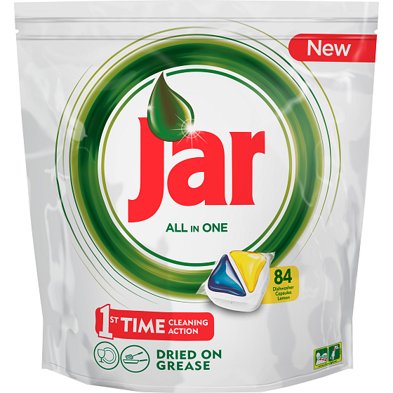 Jar All in One Lemon kapsule do umývačky riadu 84 kusov