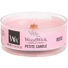 Woodwick Rose - Ruža vonná sviečka s dreveným knôtom petite 31 g