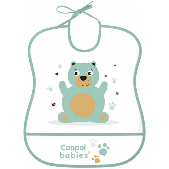Canpol babies Cute Animals Plastový podbradník mäkký s veľkou kapsou 1 kus