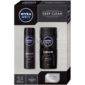 Nivea Men Deep Clean sprchový gél 250 ml + antiperspirant sprej 150 ml, kozmetická sada