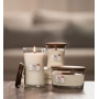 Woodwick White Teak - Biely teak vonná sviečka s dreveným knôtom a viečkom sklo veľká 609,5 g