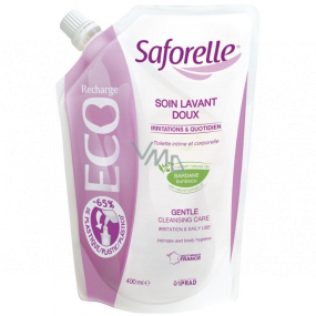 Saforelle Gél pre intímnu hygienu jemná čistiaca starostlivosť, upokojuje a zmierňuje podráždenie, bez mydla 400 ml Eco Pack