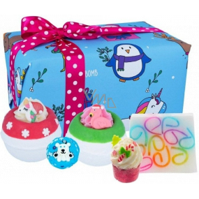 Bomb Cosmetics Crazy Christmas šumivý balistik do kúpeľa 2 x 160 g + glycerínové mydlo 100 g + špalíček do kúpeľa 50 g + maslová guľôčka, kozmetická sada