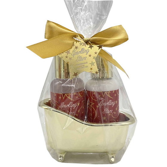 Salsa Collection Sparkling Stars telové mlieko 95 ml + sprchový gél 95 ml, kozmetická sada v zlatej vaničke