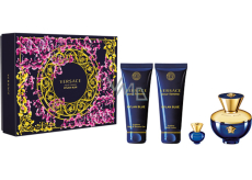 Versace Dylan Blue pour Femme parfumovaná voda 100 ml + telové mlieko 100 ml + sprchový gél 100 ml + parfumovaná voda 5 ml miniatúra, darčeková sada pre ženy