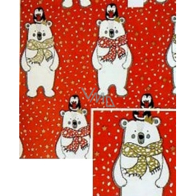 Nekupto Vianočný baliaci papier na darčeky 70 x 500 cm Červený, ľadový medveď, tučniak