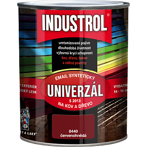Industrol S2013 univerzál lesk vrchná farba na kov a drevo, 8440 červenohnedá, 750 ml