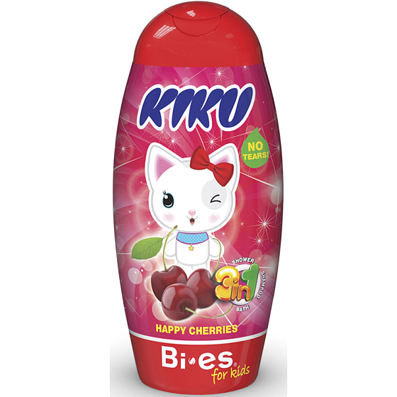 Kiku Happy Cherries 3v1 sprchový gél, šampón a pena pre deti 250 ml