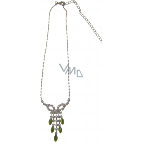 Strieborný náhrdelník so zelenými kameňmi 34 cm + náušnice 1 pár