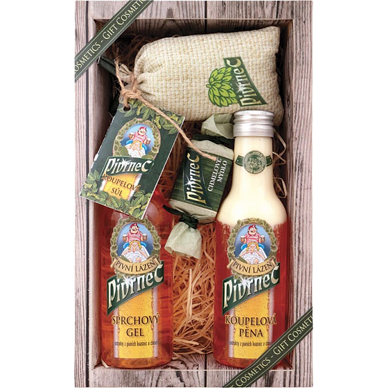 Bohemia Gifts Pivrnec sprchový gél 200 ml + pena do kúpeľa 200 ml + mydlo 30 g + soľ do kúpeľa v sáčku 150 g, kozmetická sada
