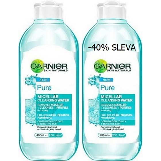 Garnier Skin Naturals Pure Nettopy micelárna voda pre zmiešanú až mastnú a citlivú pleť 2 x 400 ml