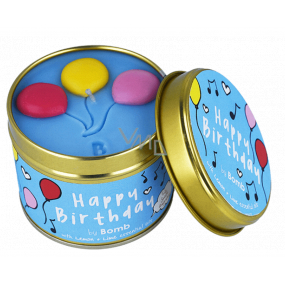 Bomb Cosmetics Všetko najlepšie - Happy Birthday Vonná prírodné, ručne vyrobená sviečka v plechovej dóze horí až 35 hodín